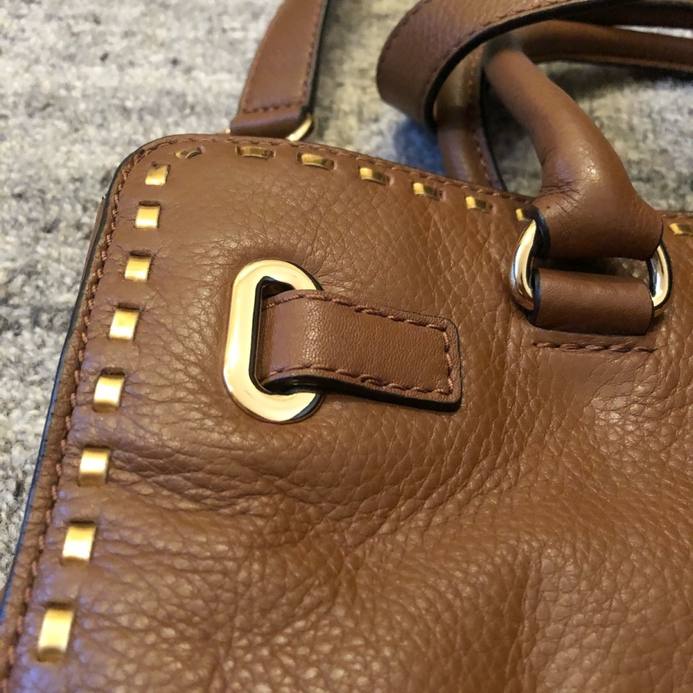 MK Hamilton large cognac Gold Trim Tote - Picture 7 of 9